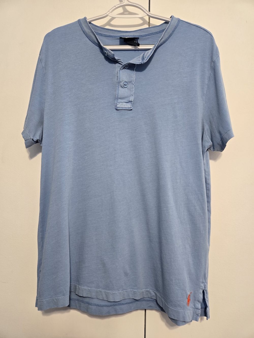 Polo Ralph Lauren Blue Henley T Shirt Men's Large Cotton Pony Logo